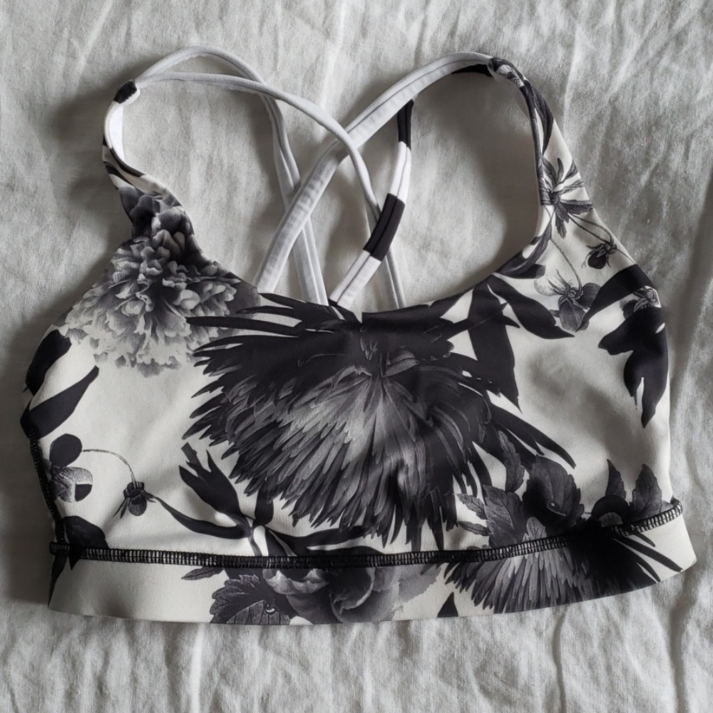 Lululemon Athletica black & white floral sport bra